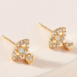 Anthropologie Opal Spirit Eye Post Earrings - gold-plated